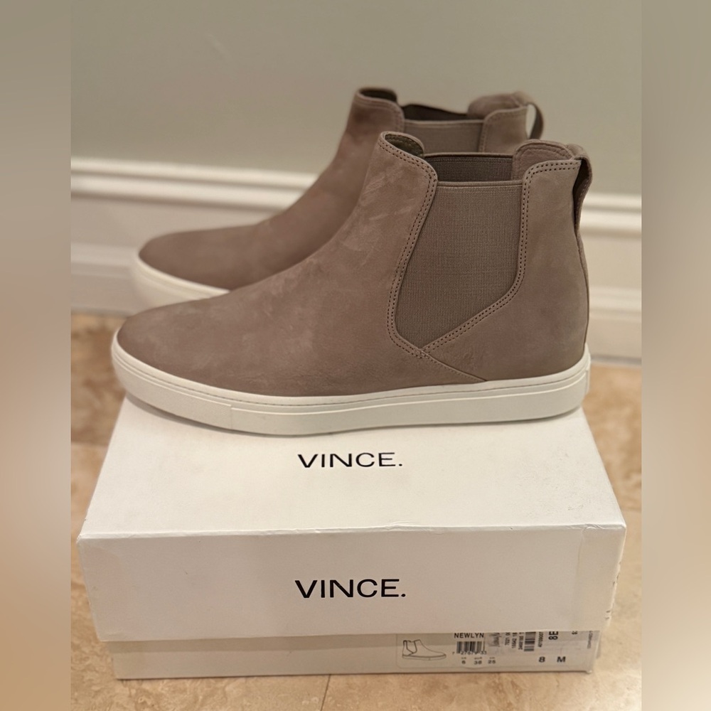 Neiman Marcus Taupe Chelsea Boots
